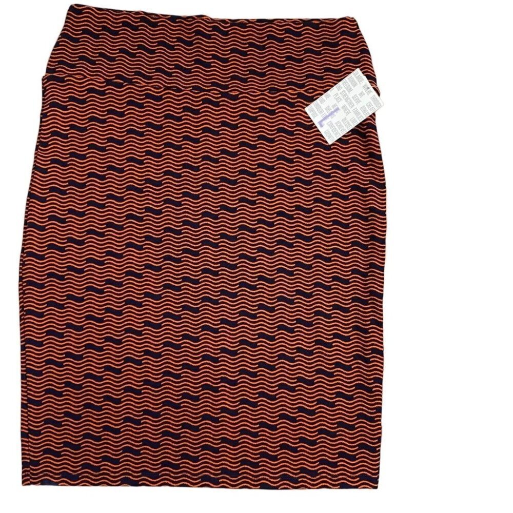 LuLaRoe Cassie Pencil Skirt Size Orange Blue Large NEW NWT